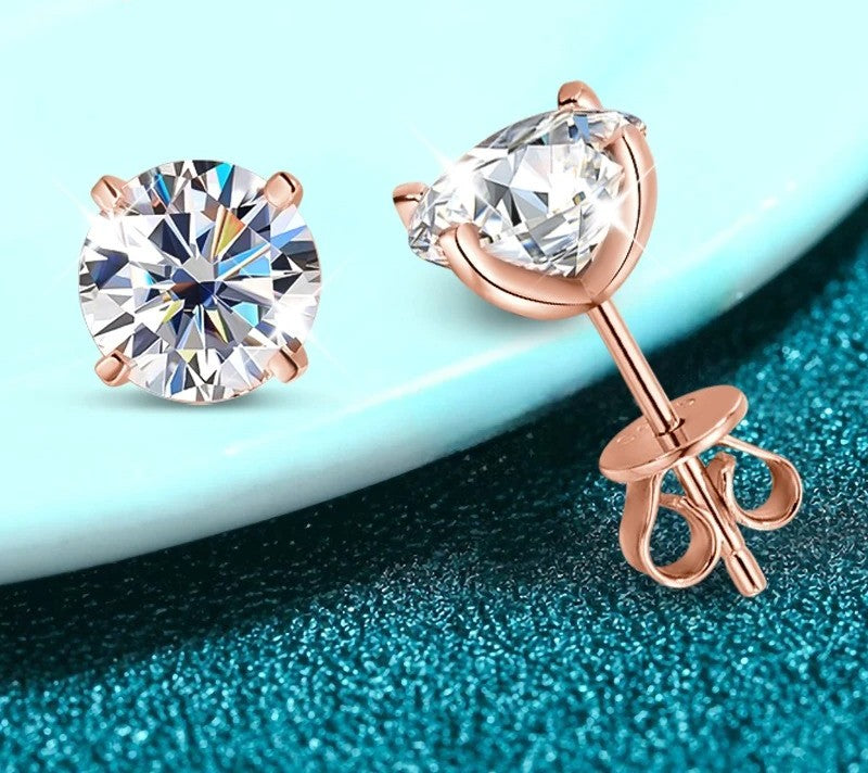1.5ct Moissanite Stud Earrings – 18K Gold Over Sterling Silver
