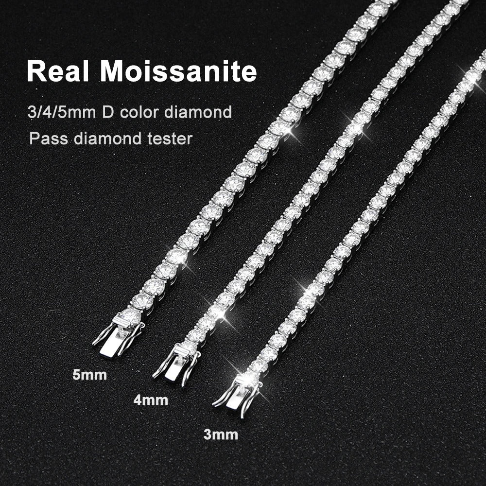Moissanite Tennis Bracelet – 925 Sterling Silver with 18K White Gold & AF Protective Coating