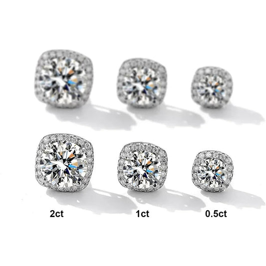 Polara Gems Halo Moissanite Stud Earrings