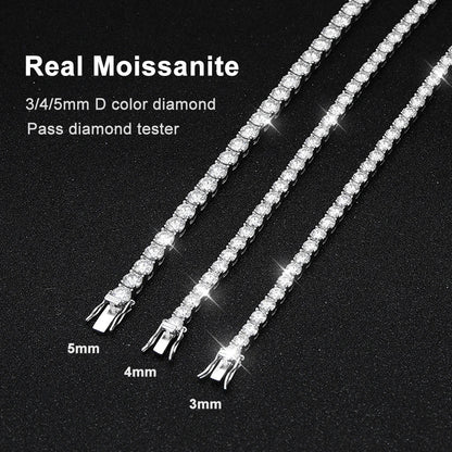 Moissanite Tennis Bracelet – 925 Sterling Silver with 18K White Gold & AF Protective Coating