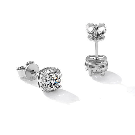 Polara Gems Halo Moissanite Stud Earrings
